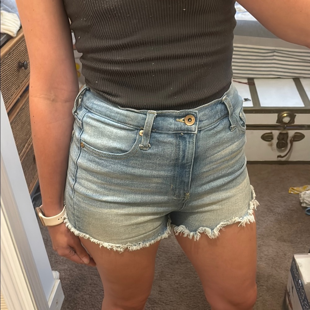 Kendall & Kylie Blue Jean Shorts Distressed High-Waisted